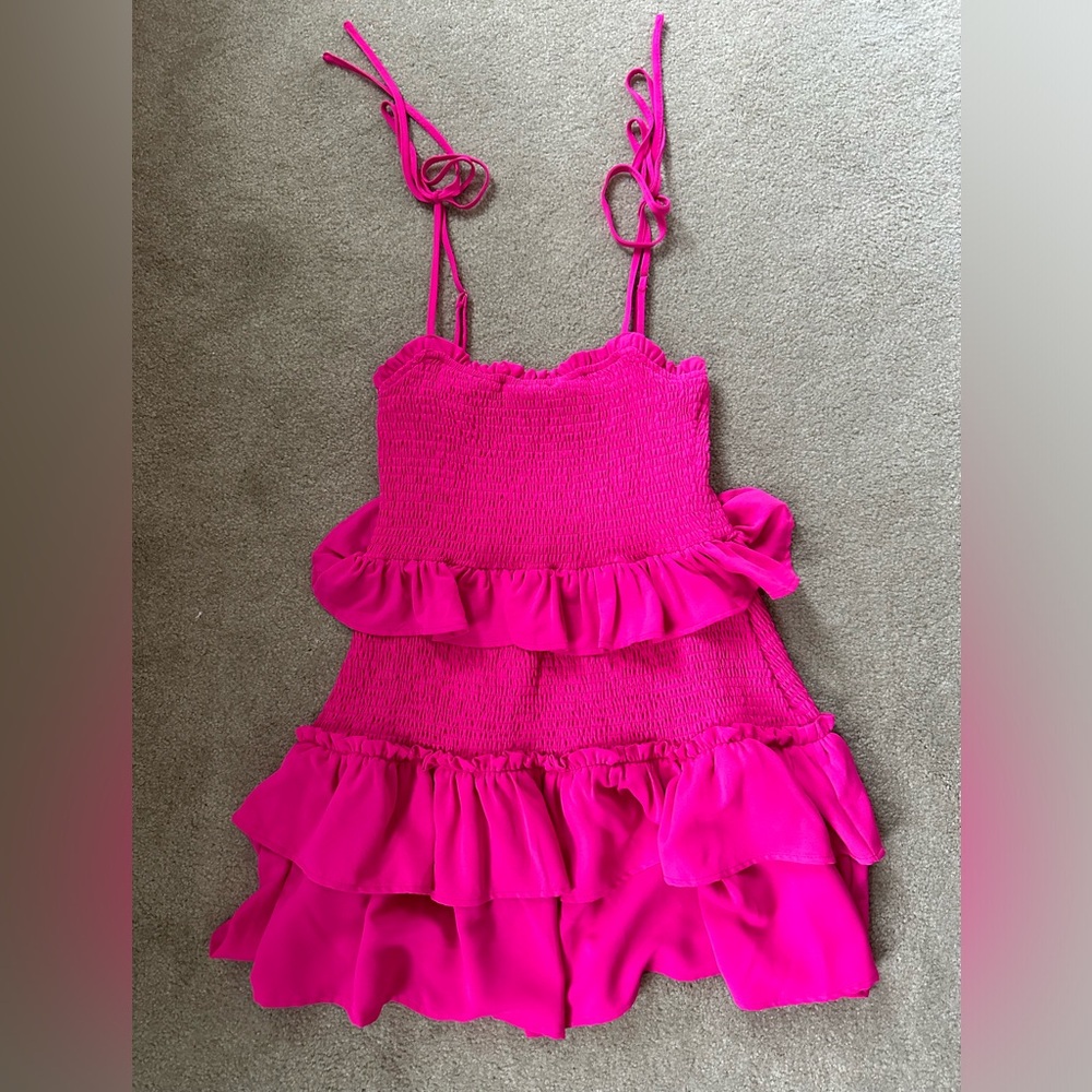 Pink ruffle boutique dress